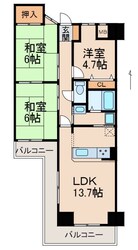 朝日プラザ鳴神の物件間取画像